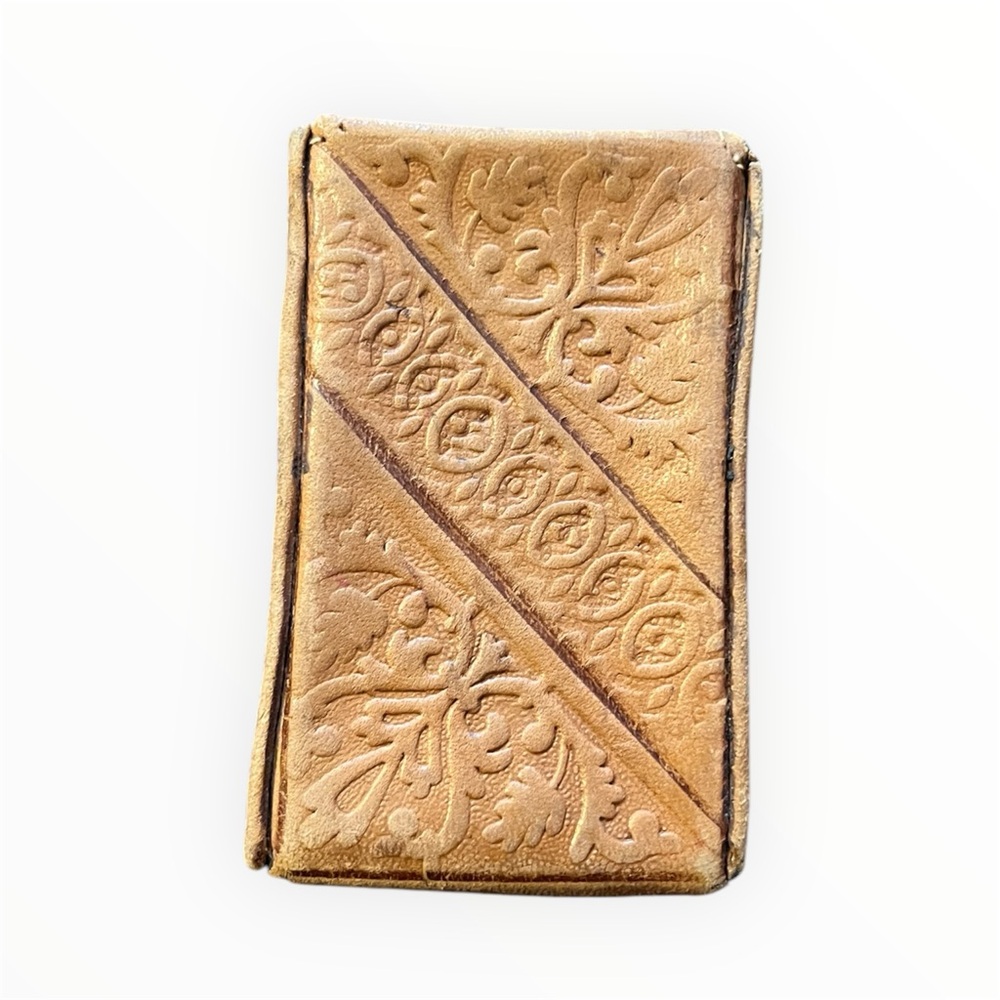 Vintage Hand Tooled Leather Tan Cigarette Case